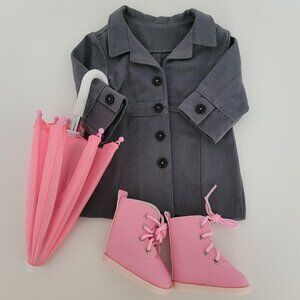 Spring Showers Rain Outfit With Beautifully Handmade Coat For Your 18 Inch Dolls